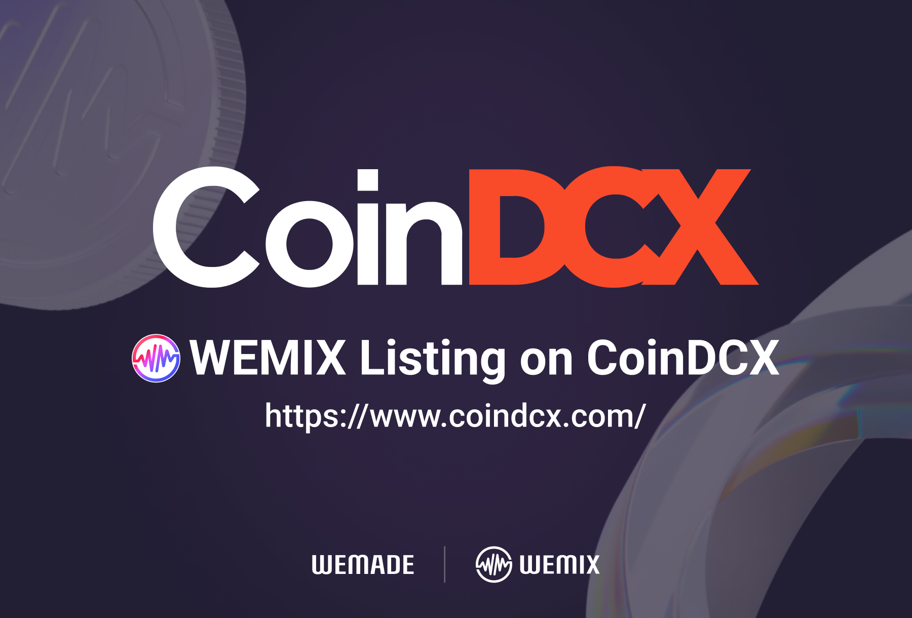 WEMIX Announces Listing on Indian Cryptocurrency Exchange CoinDCX